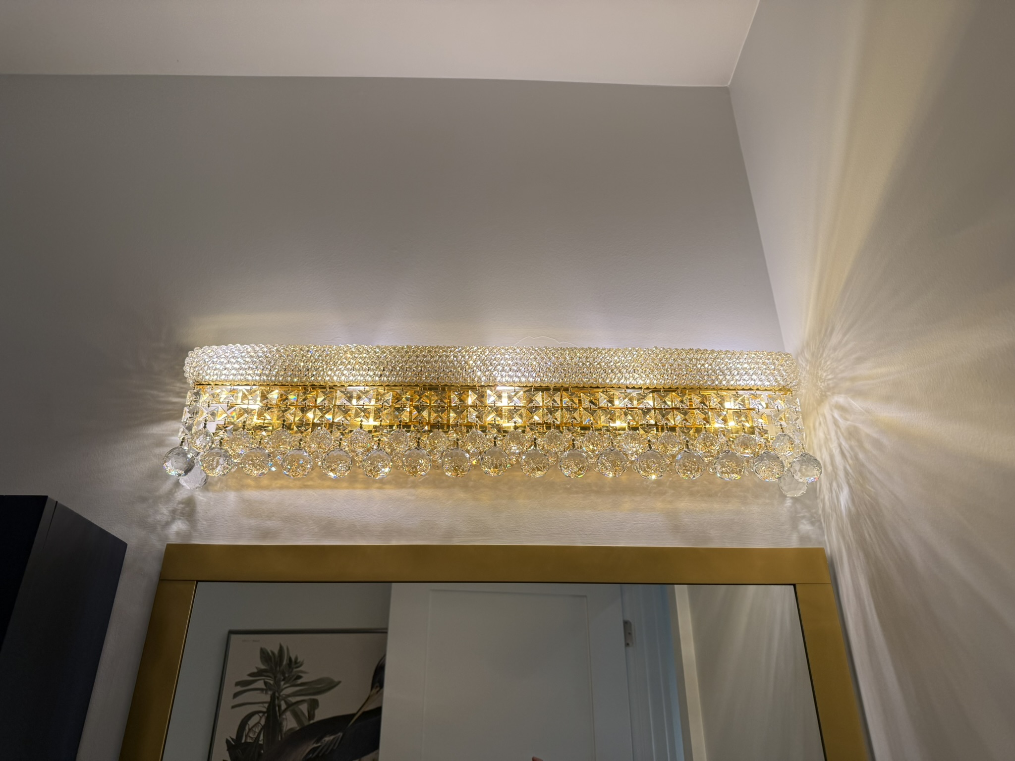 Crystal vanity light fixture installation