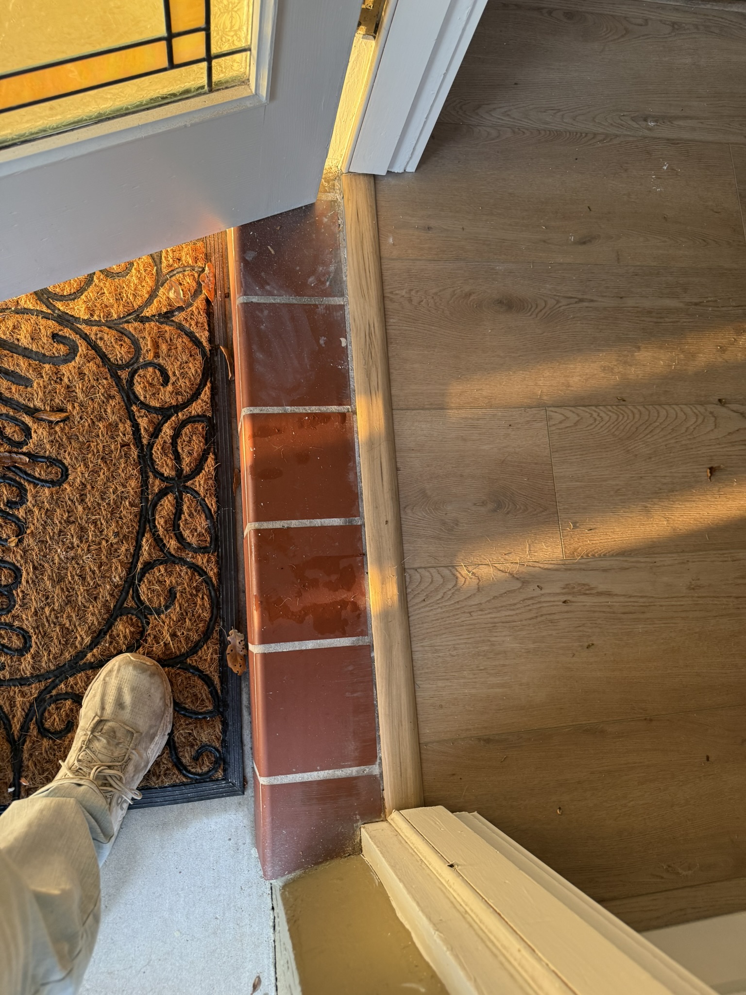 Door threshold and floor transition work